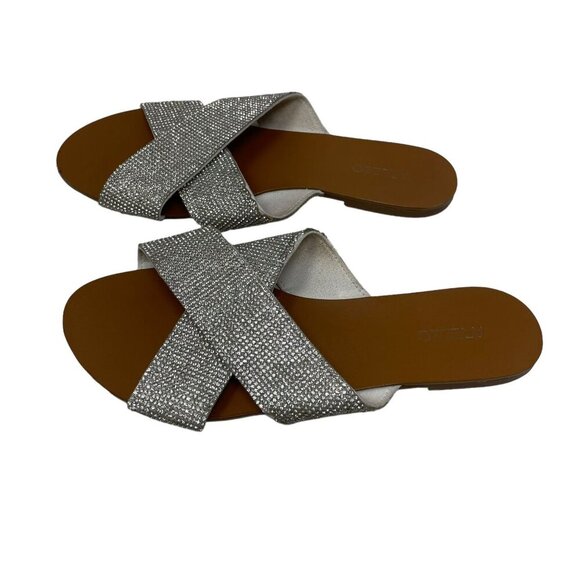 Arezzo Women's Rhinestone Criss Cross Strap Slide Sandals Size 7 - Picture 6 of 9